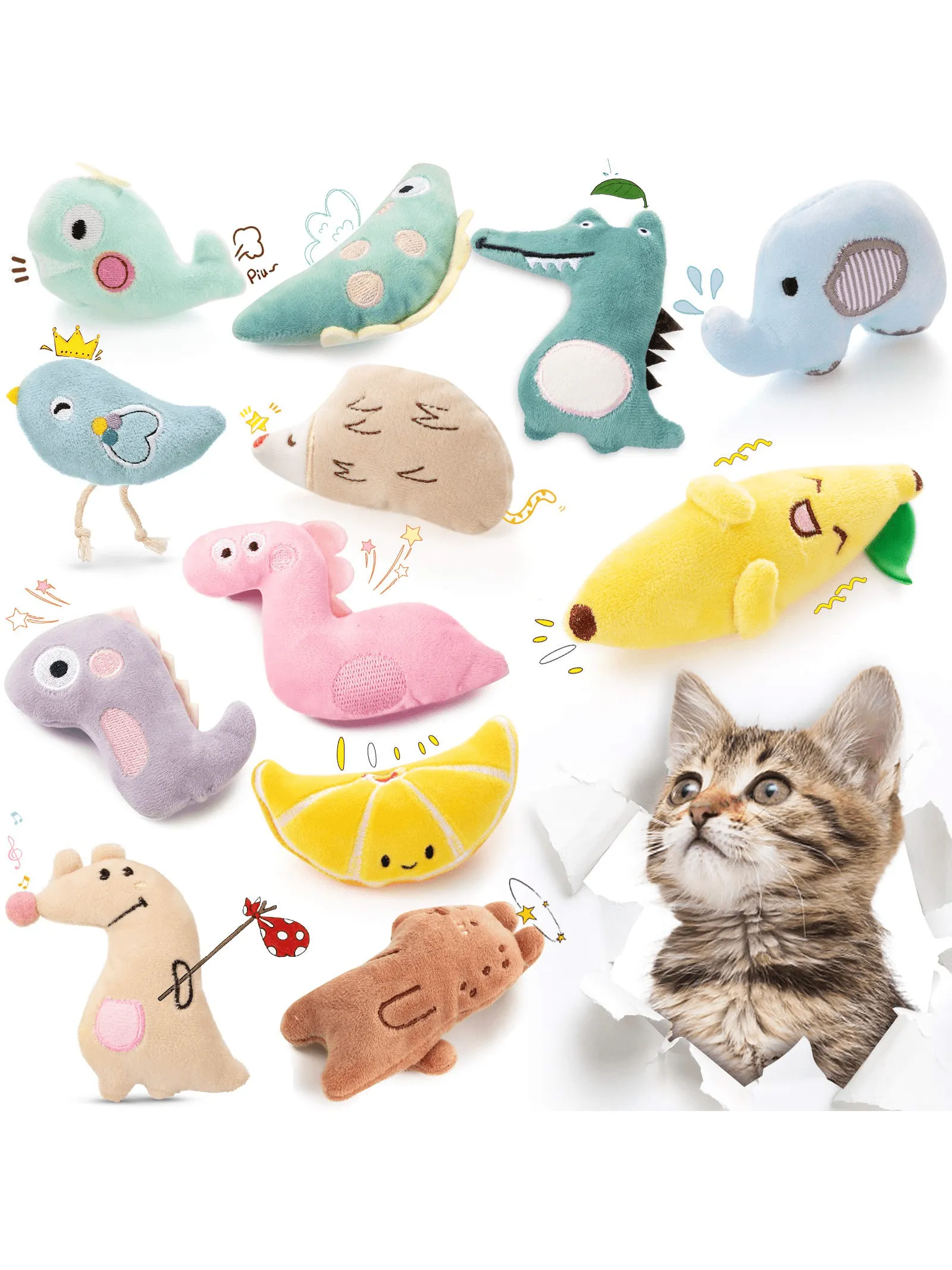 12Pcs Catnip Toy Cat Chew Toy Bite Resistant Catnip Toys for Cats