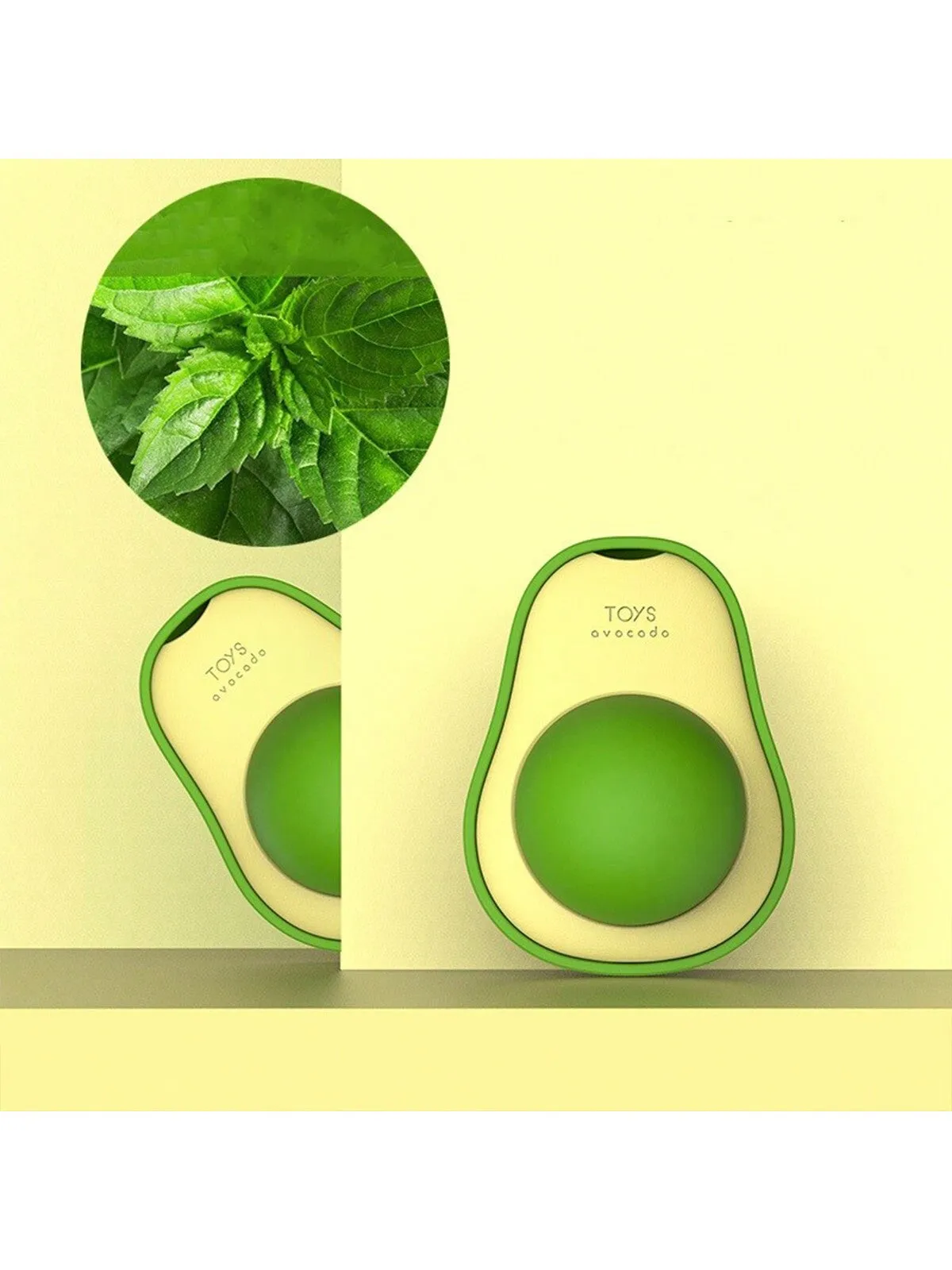 1pc Avocado Shaped Cat Licking Mint Ball, Bite-Resistant And 360° Rotating Cat Chew Toy