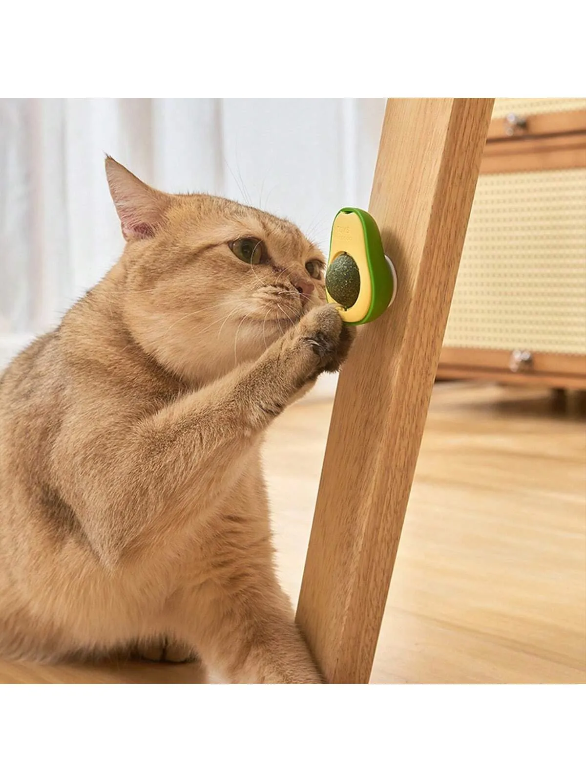 1pc Avocado Shaped Cat Licking Mint Ball, Bite-Resistant And 360° Rotating Cat Chew Toy