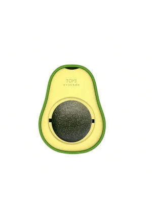 1pc Avocado Shaped Cat Licking Mint Ball, Bite-Resistant And 360° Rotating Cat Chew Toy