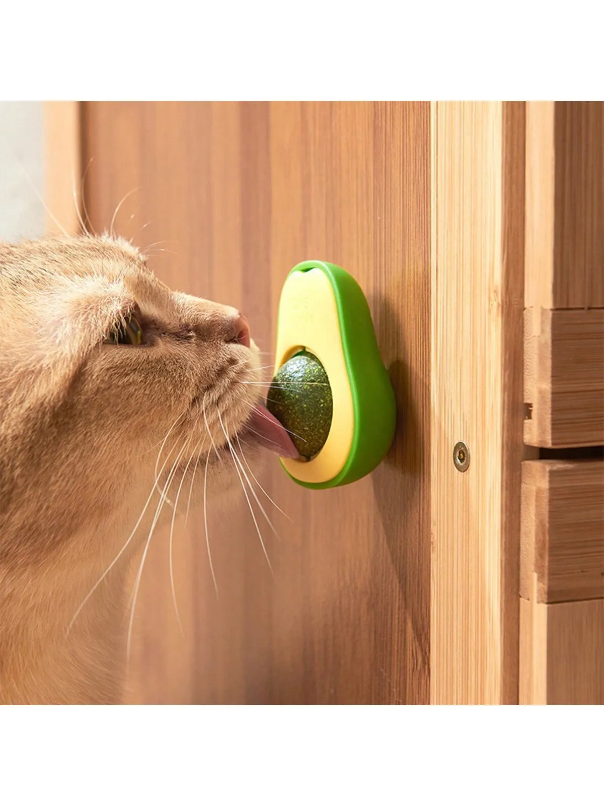 1pc Avocado Shaped Cat Licking Mint Ball, Bite-Resistant And 360° Rotating Cat Chew Toy