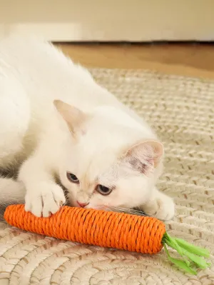 1pc Cat Toy, Pet Chew Toy, Cute Paper Rope Carrot Interactive Cat Toy, Self-entertainment Artifact, Durable Bell To Play With Your Cat