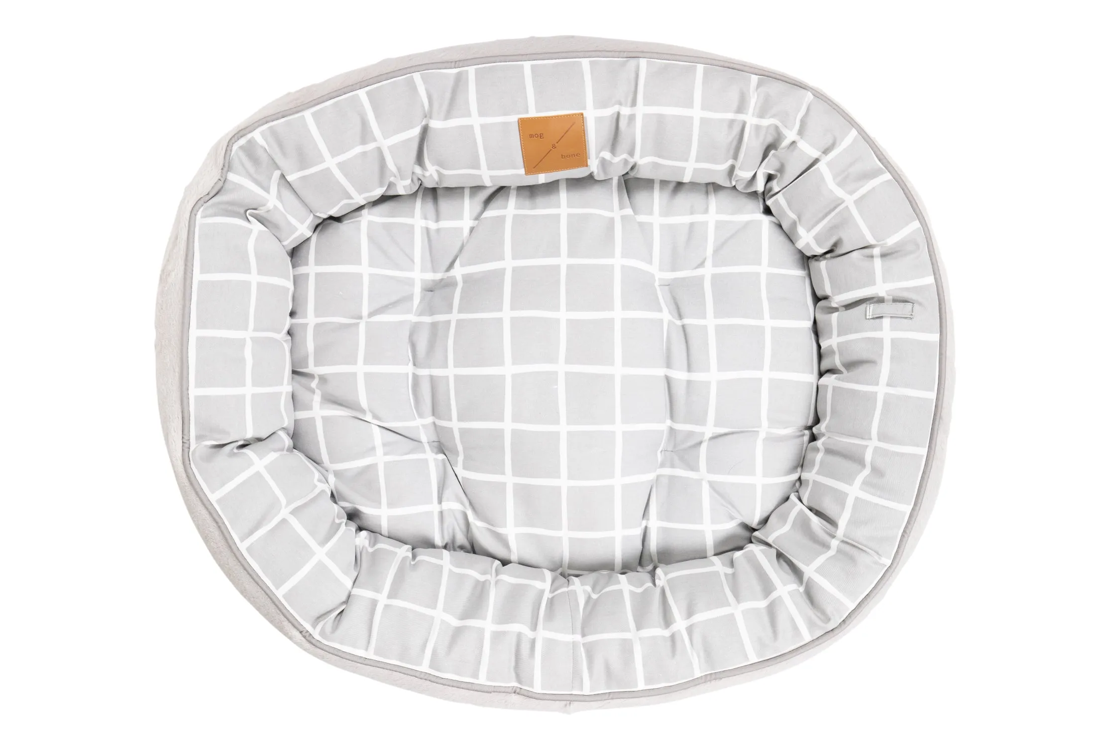 4 Seasons Reversible Circular Dog Bed - Grey Check