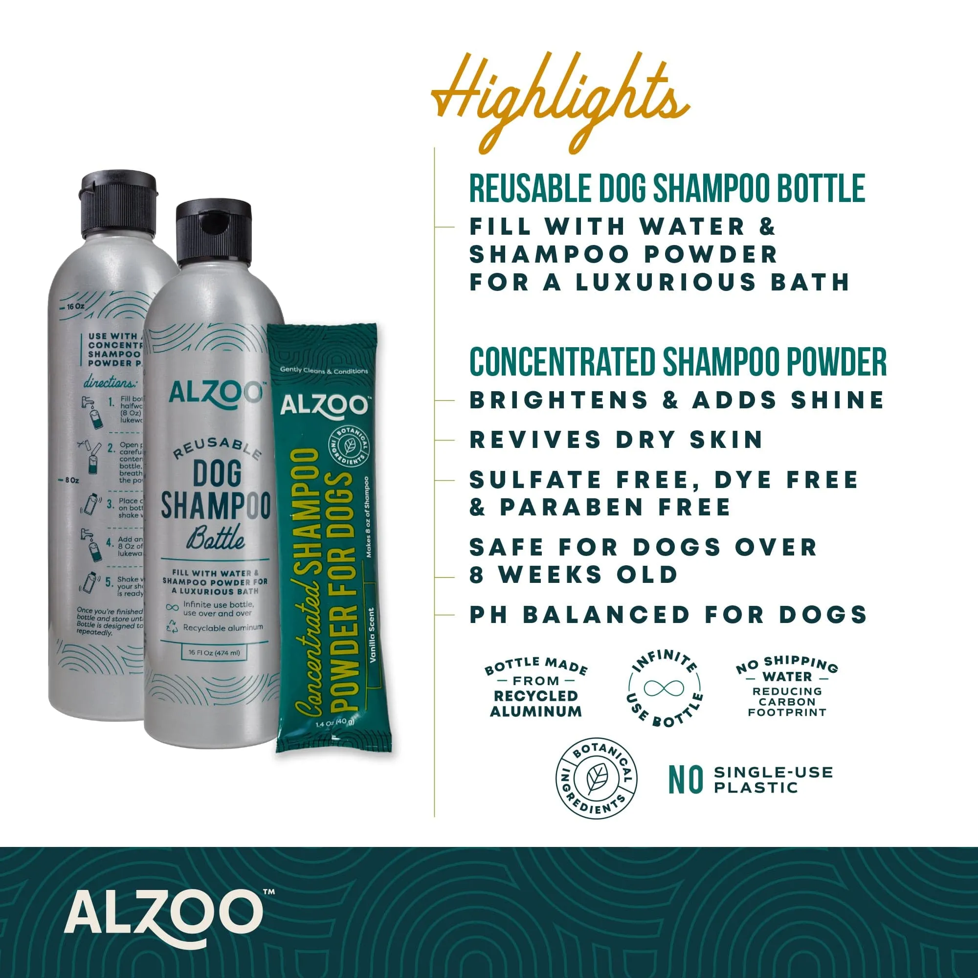 ALZOO Reusable Shampoo Bottle *EMPTY BOTTLE*