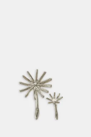 Asymmetric Dandelion Fluff Stud Earrings Silver