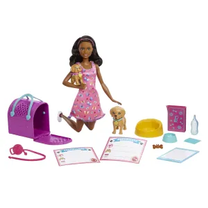 Barbie Doll And Accessories Pup Adoption Playset With Doll, 2 Puppies And Color-Change