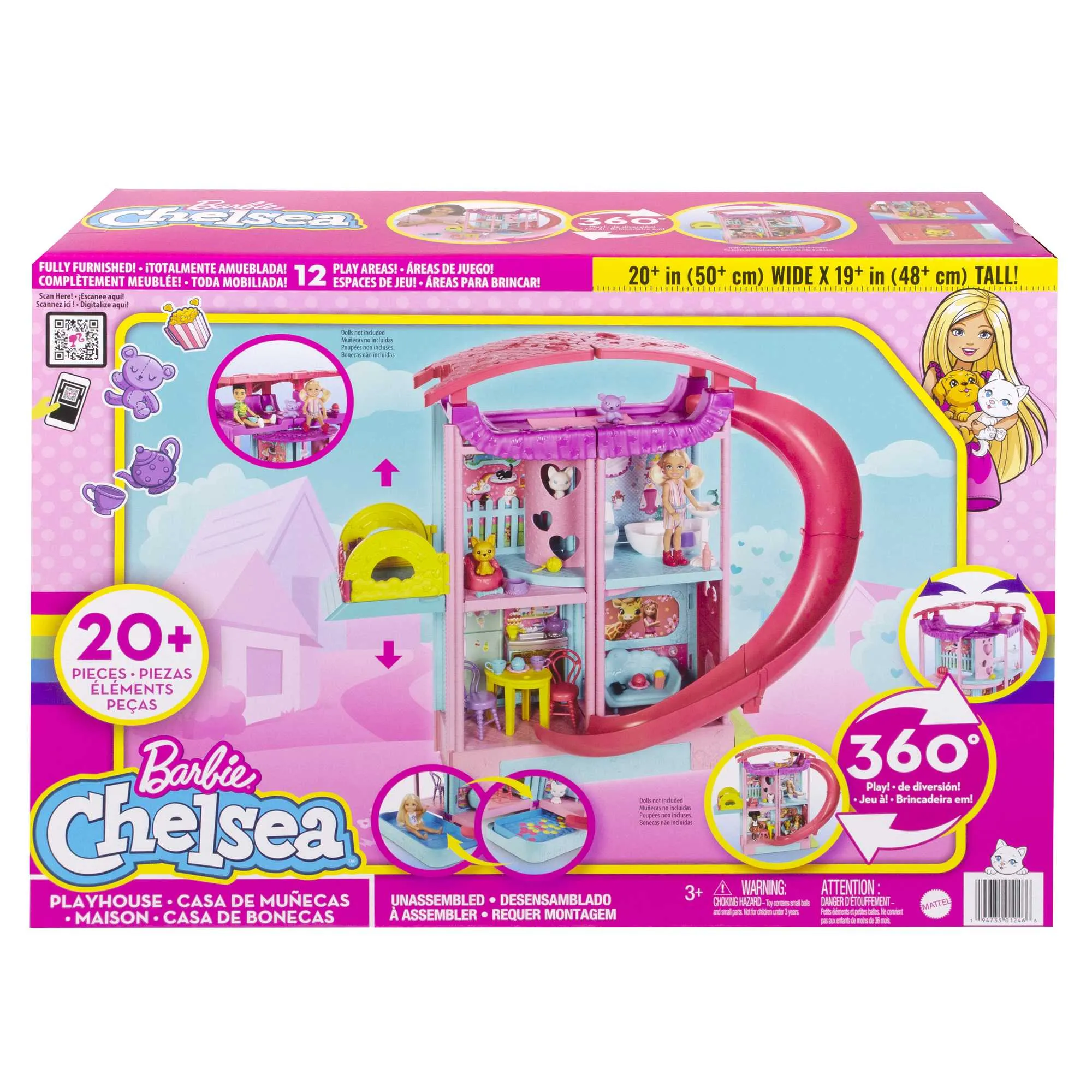 Barbie Doll House, Chelsea Playhouse With 2 Pets And 15  Accessories