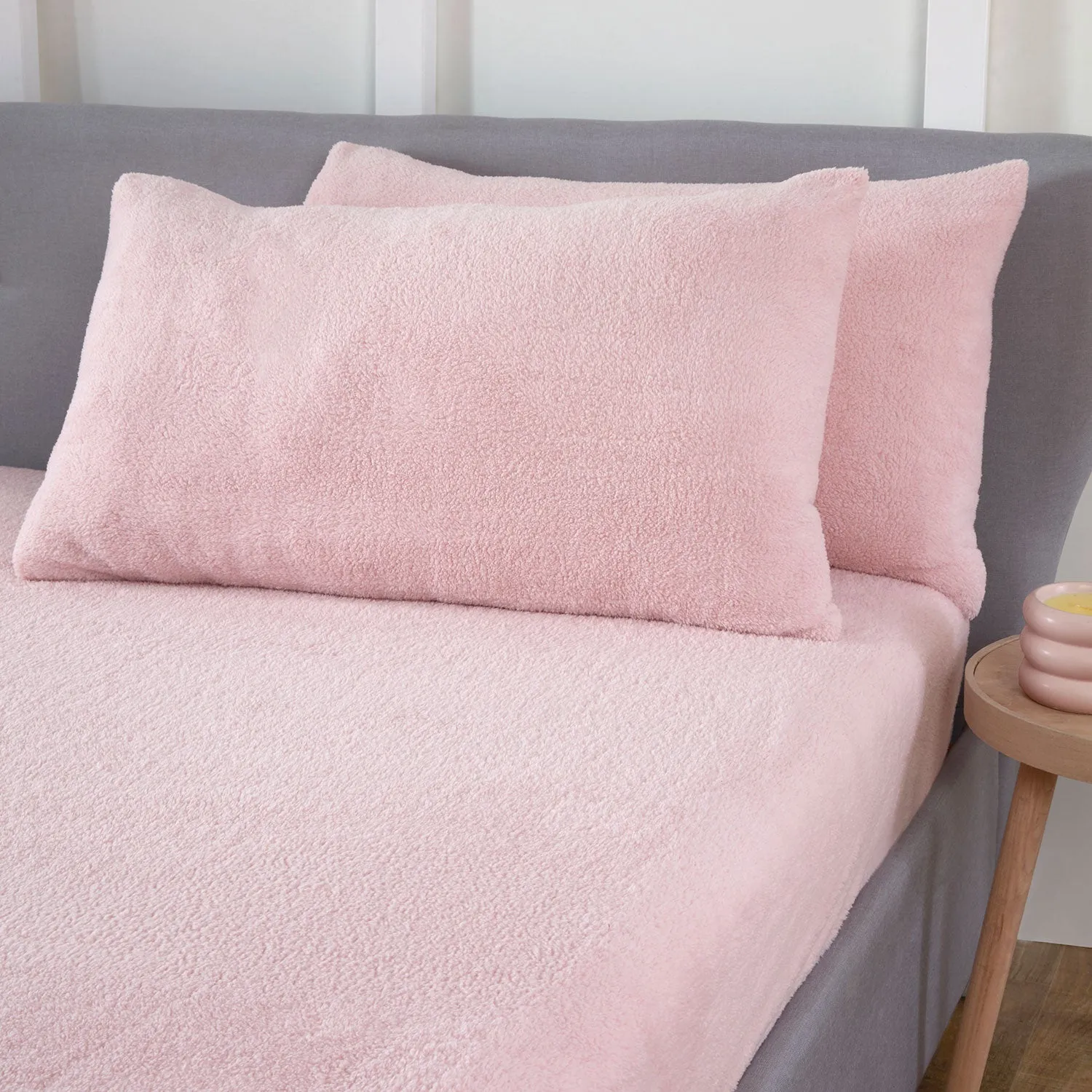 Blush Pink Teddy Fleece Fitted Sheet