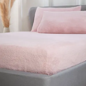 Blush Pink Teddy Fleece Fitted Sheet