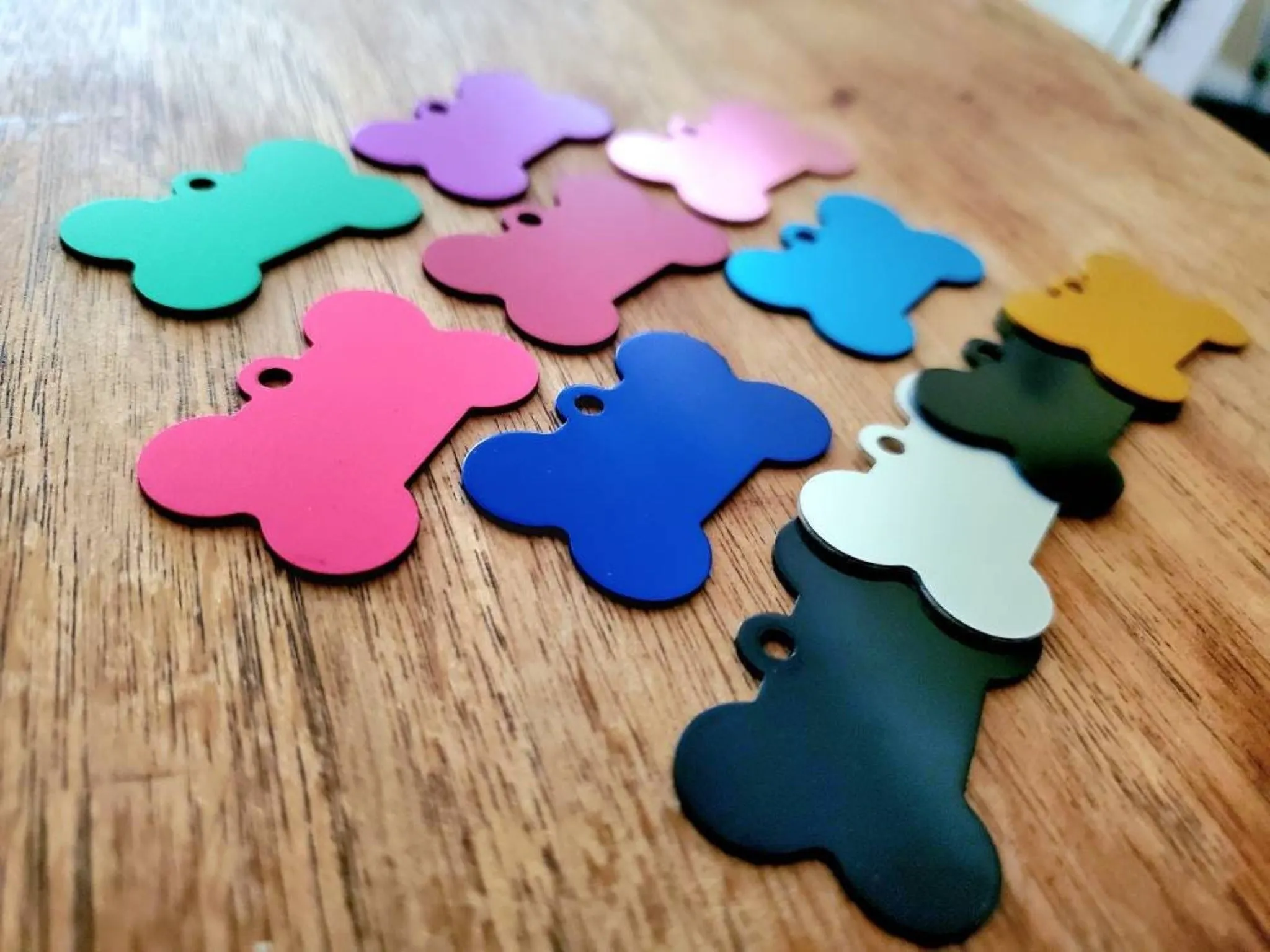 Bone Shaped Aluminum Dog Tag | 10 Colours | Laser Engraved