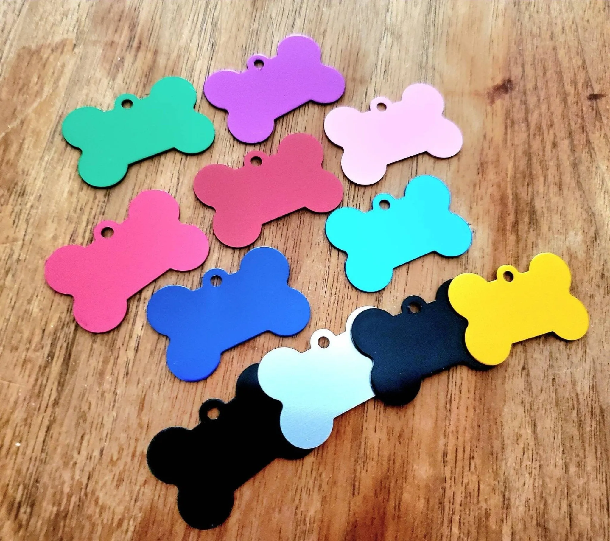 Bone Shaped Aluminum Dog Tag | 10 Colours | Laser Engraved