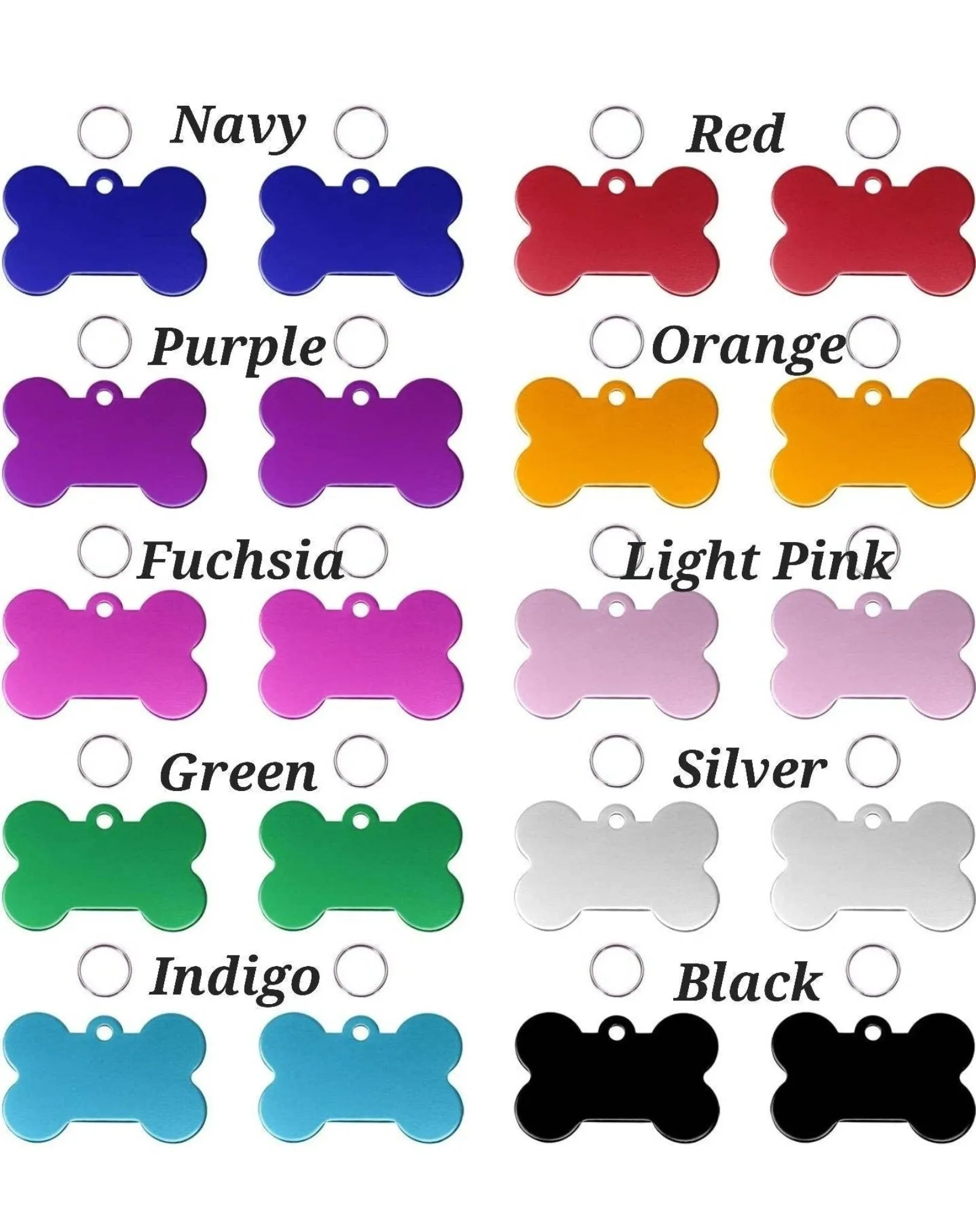 Bone Shaped Aluminum Dog Tag | 10 Colours | Laser Engraved