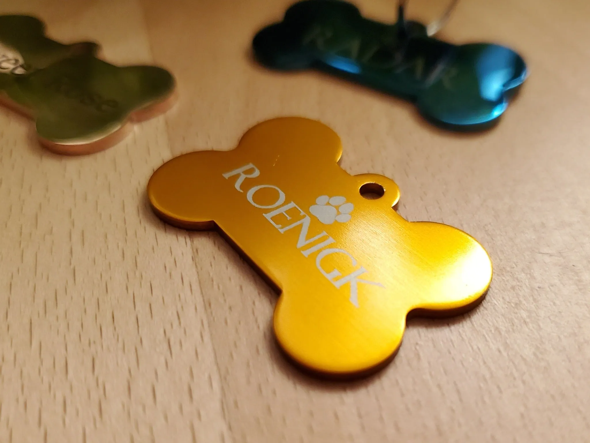 Bone Shaped Aluminum Dog Tag | 10 Colours | Laser Engraved