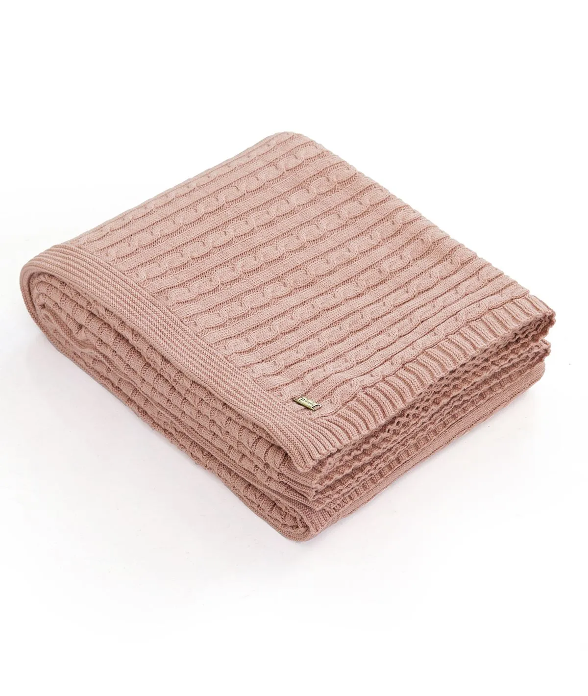 Cable Knit - Pale Pink 100% Cotton Knitted AC Blanket / Dohar for Round the Year Use