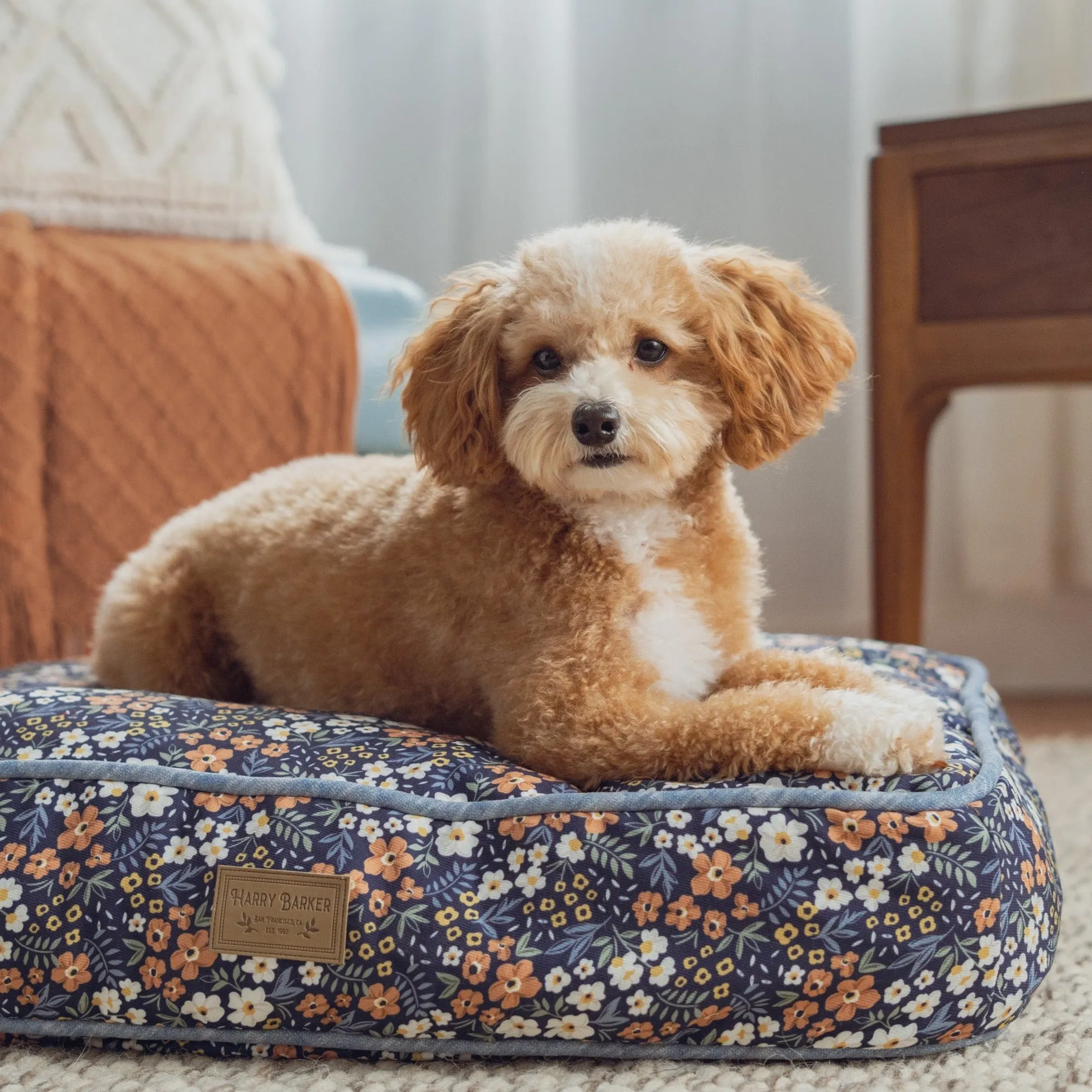 Calico Floral Rectangle Dog Bed