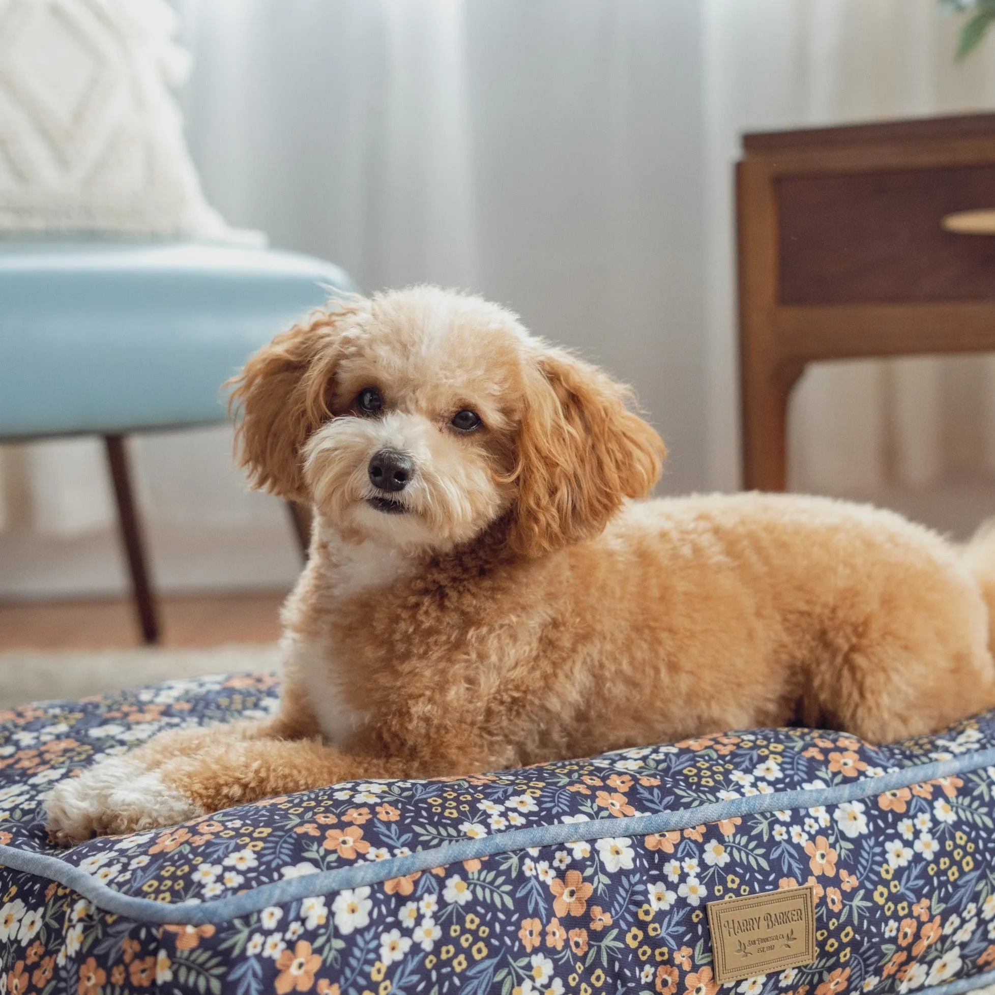 Calico Floral Rectangle Dog Bed