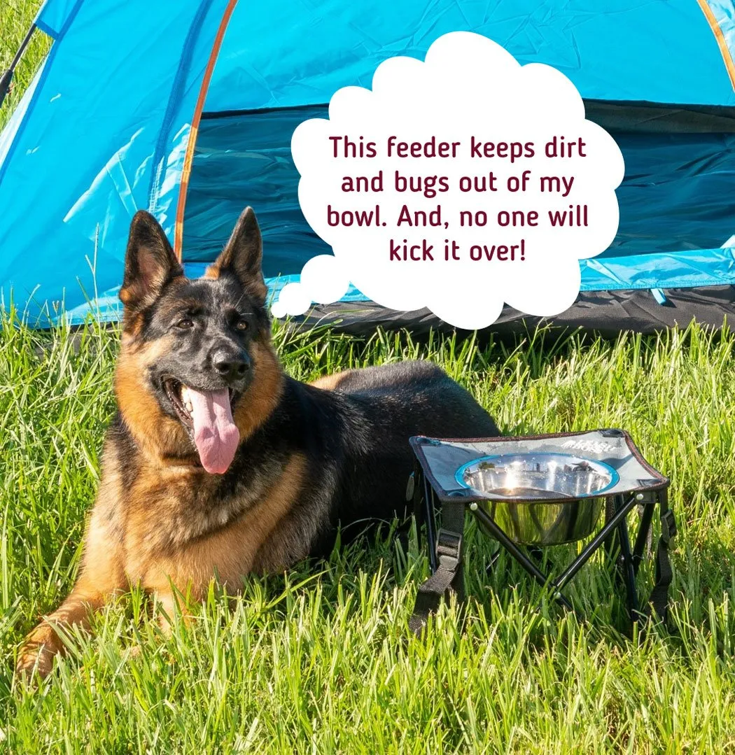 Camping Feeder Single Outdoor Elevated Dog Bowl - 10.5"