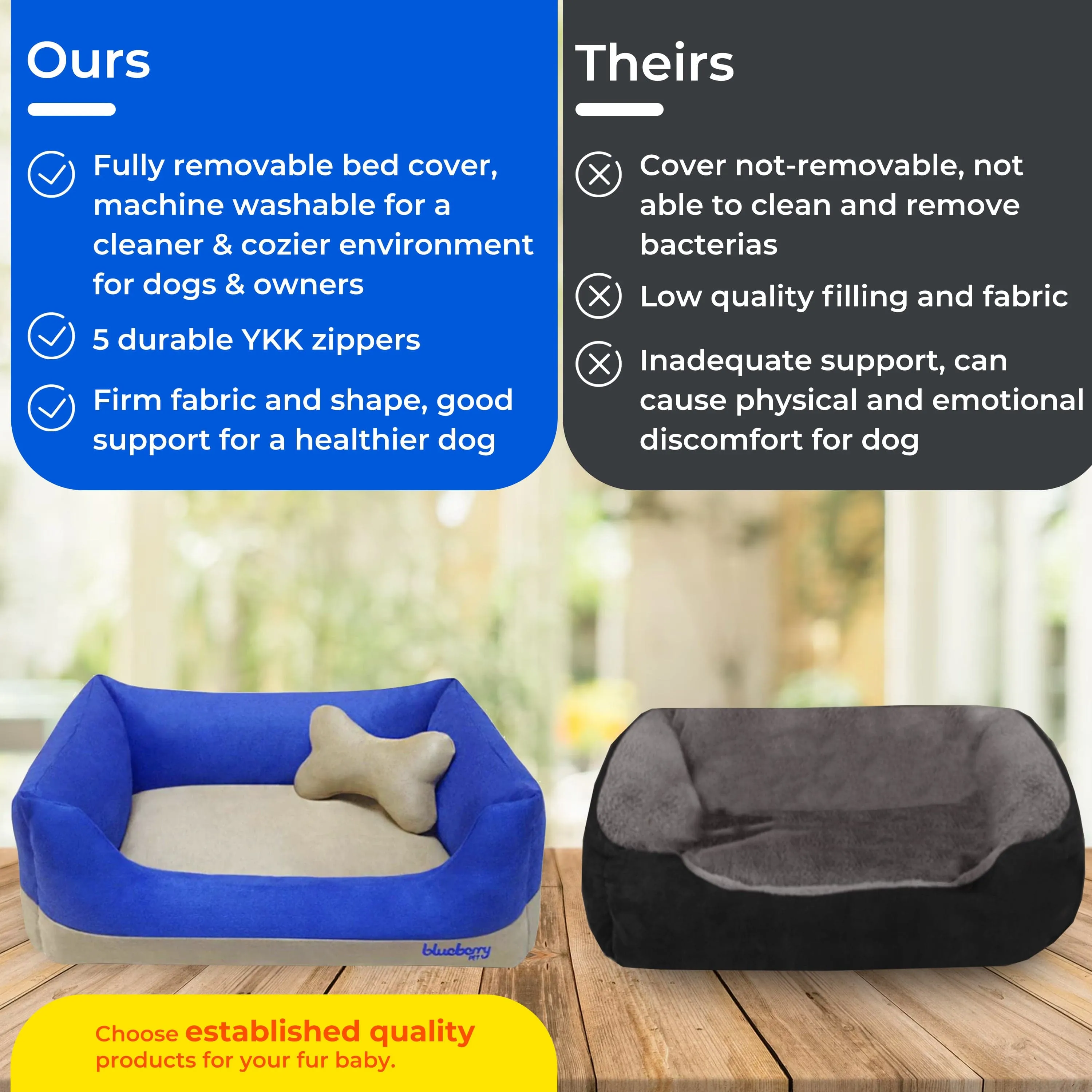 Cover-removable and Washable Color-block Premium Microsuede Dog Bed