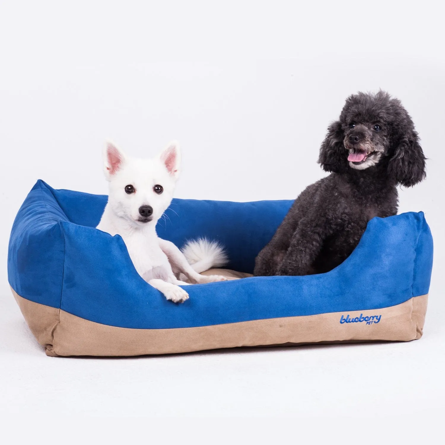 Cover-removable and Washable Color-block Premium Microsuede Dog Bed