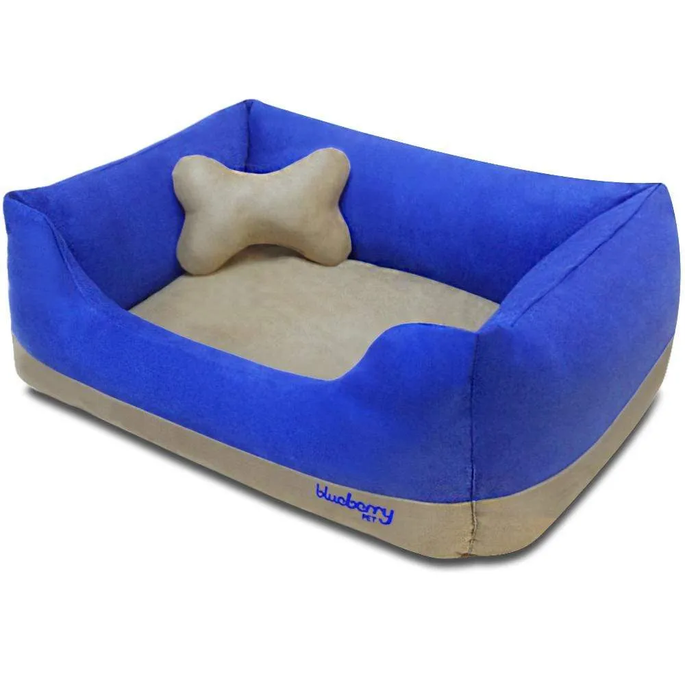 Cover-removable and Washable Color-block Premium Microsuede Dog Bed