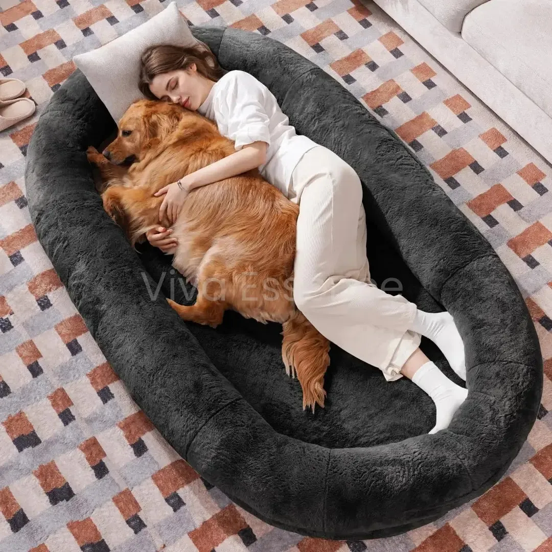 Cozy Oversized Pet Bed for Dogs & Humans - Calming, Washable