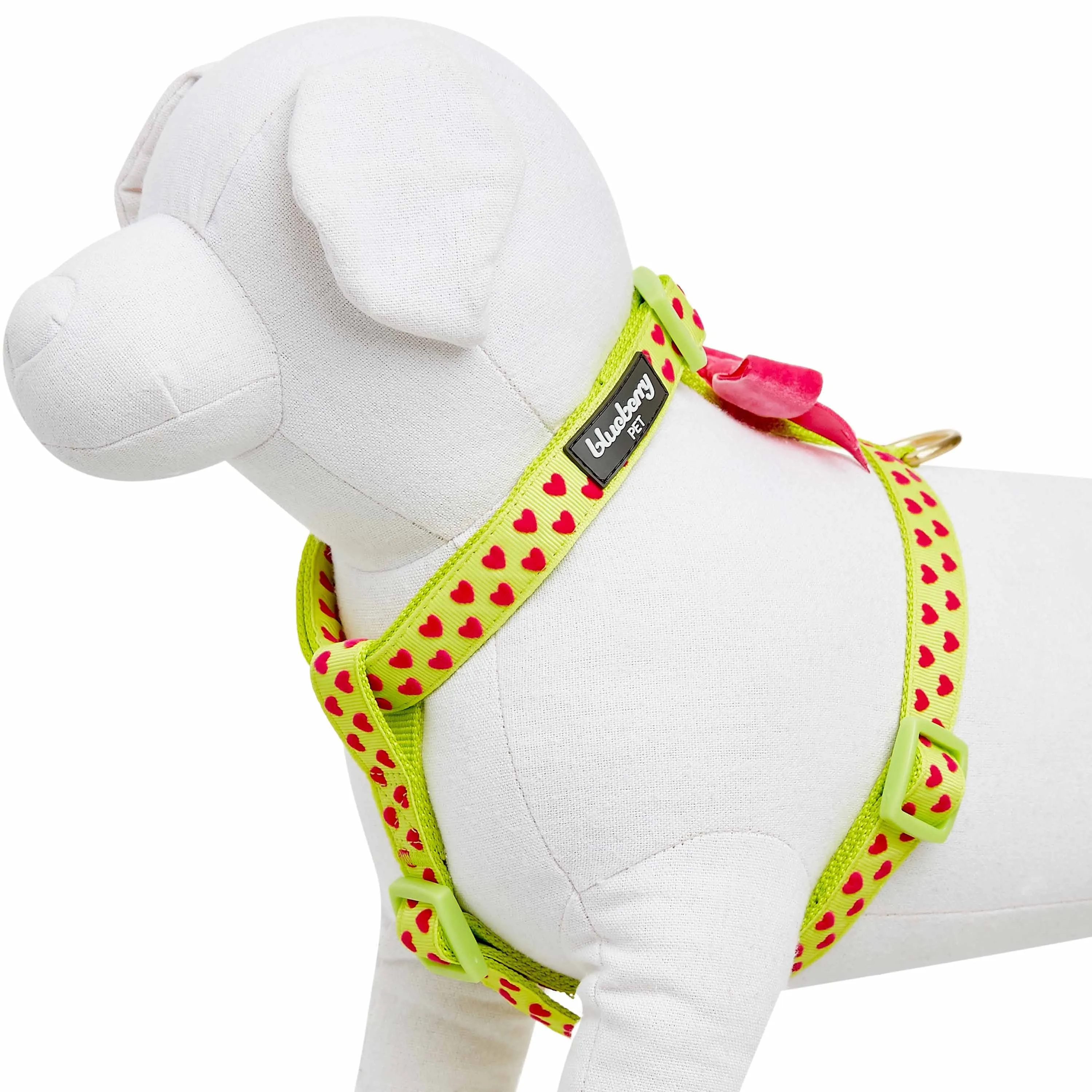 Dotted Velvet Heart Dog Harness