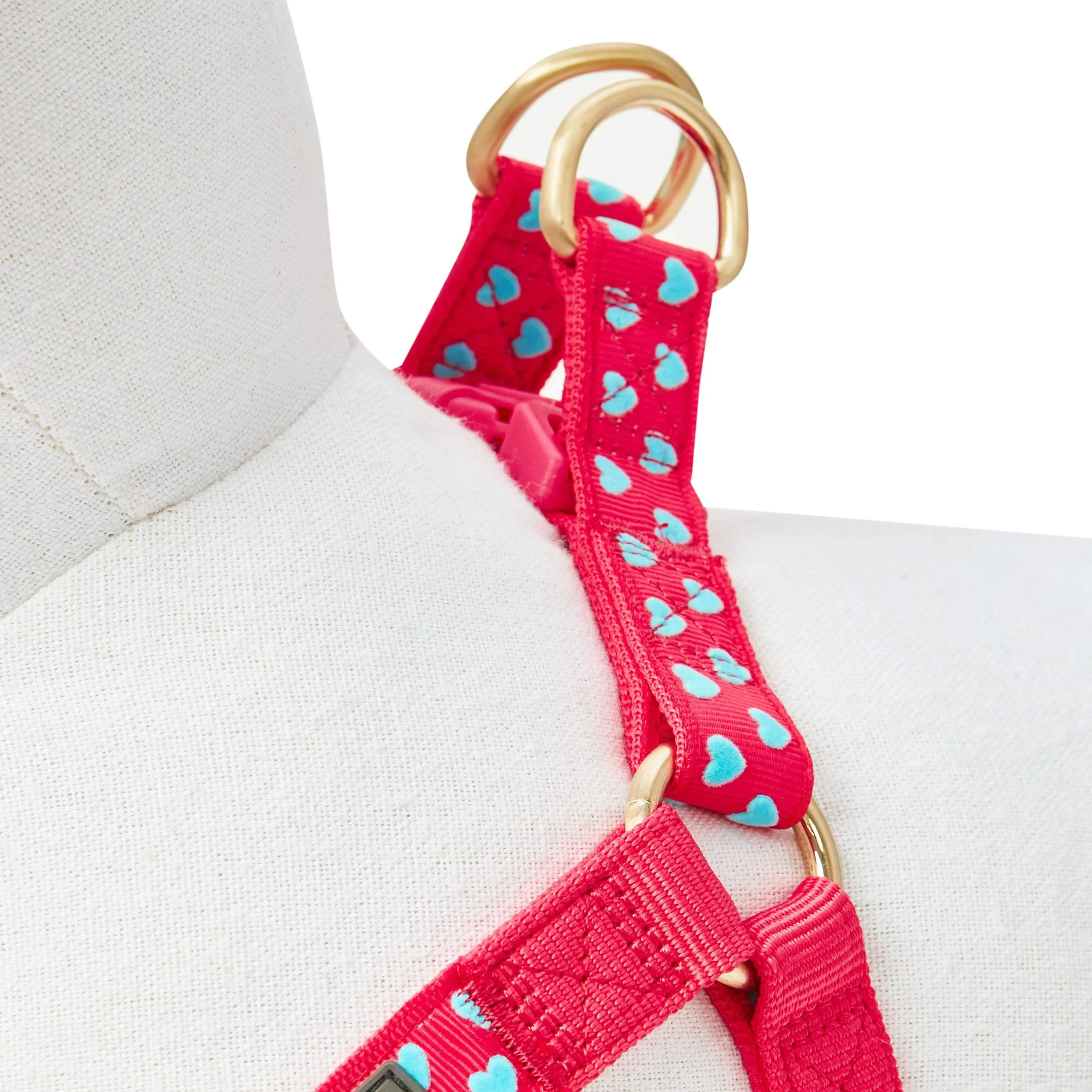 Dotted Velvet Heart Dog Harness