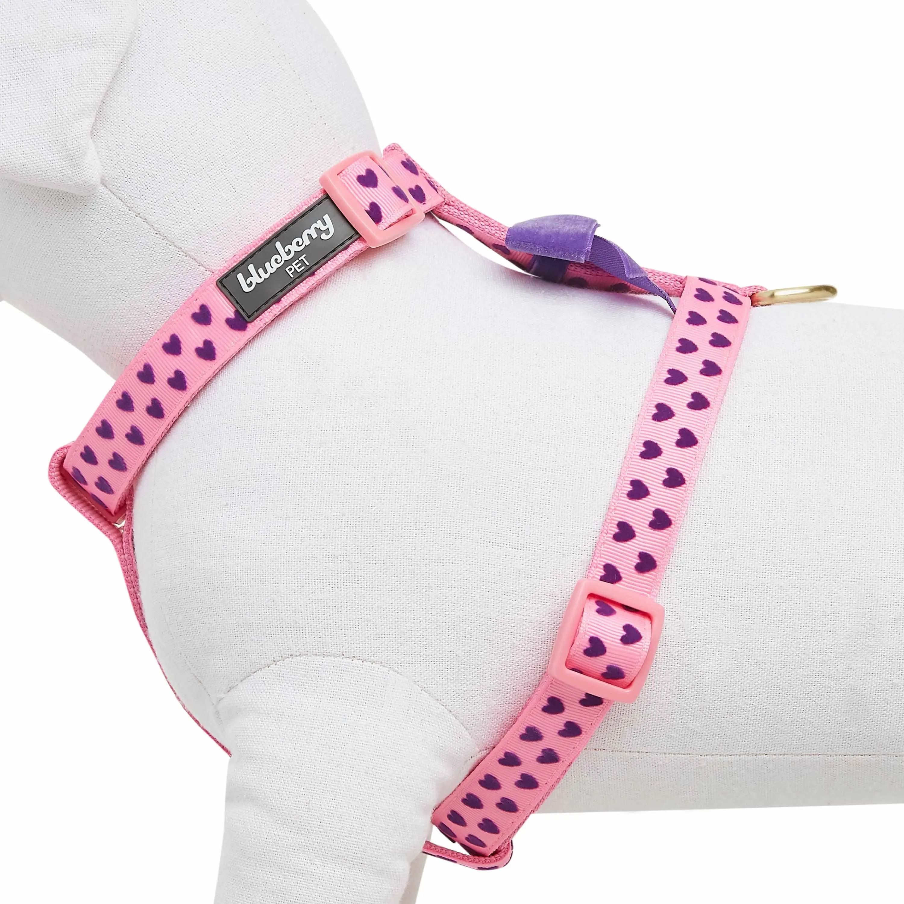 Dotted Velvet Heart Dog Harness