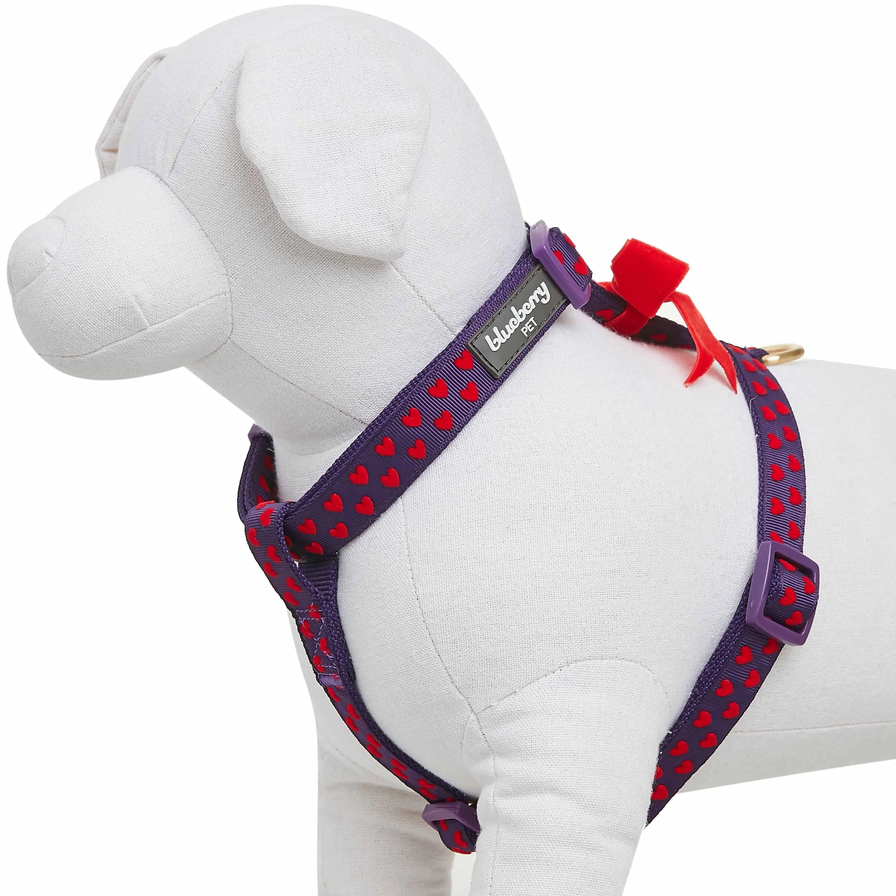 Dotted Velvet Heart Dog Harness