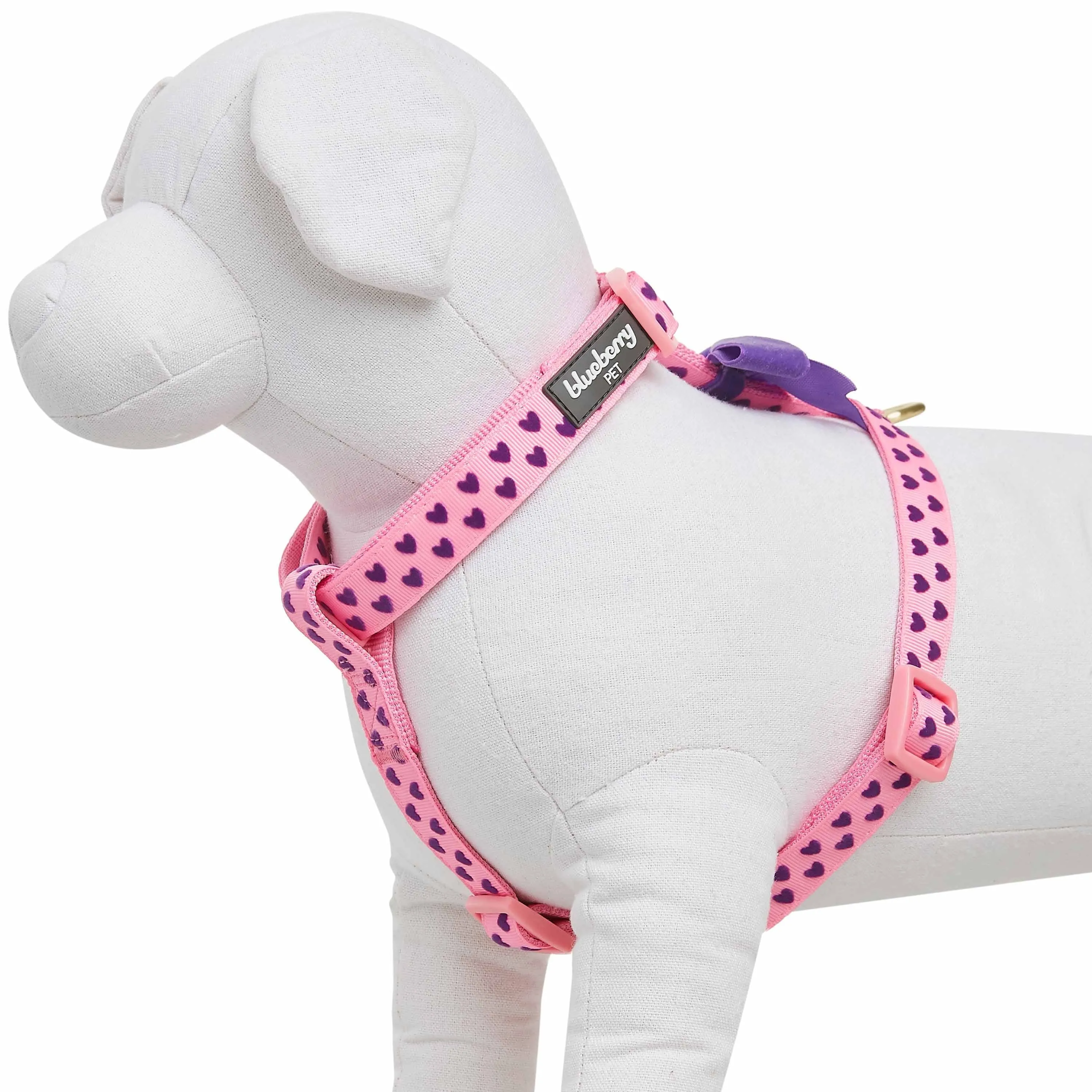 Dotted Velvet Heart Dog Harness