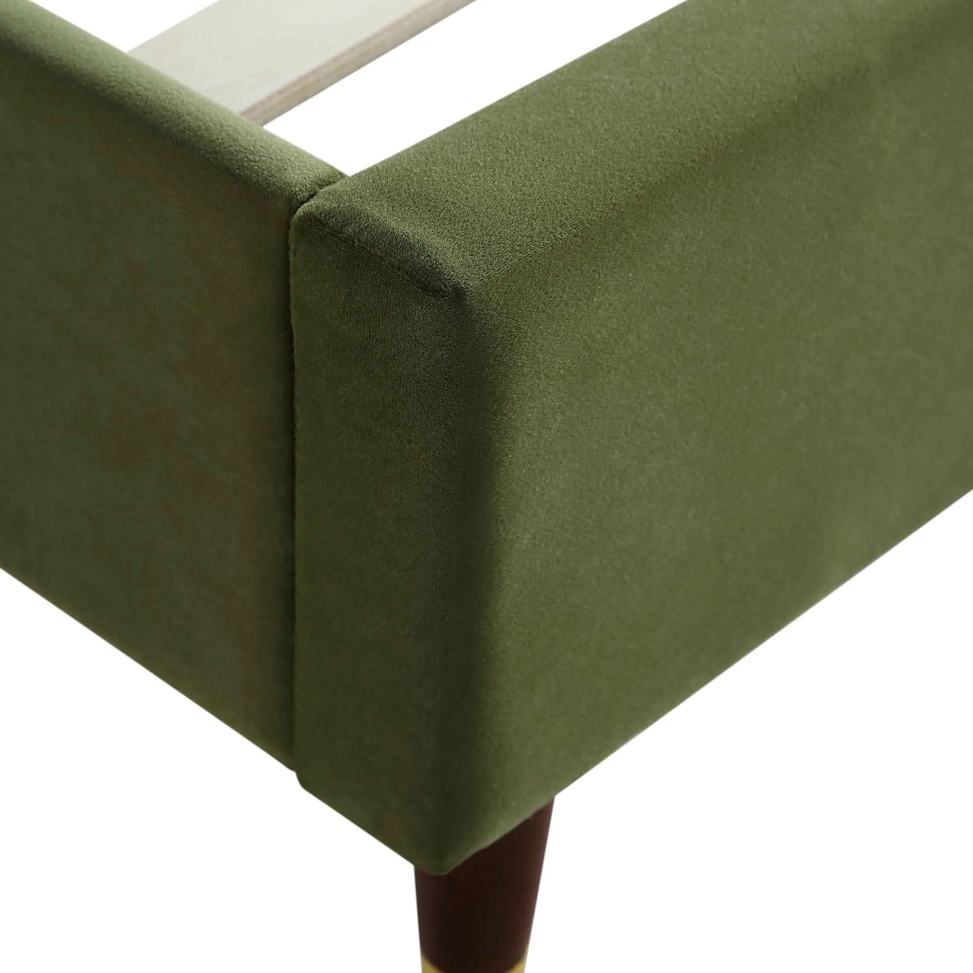 Eleanor Moss Green Velvet Upholstered Bed Frame with Domed Headboard