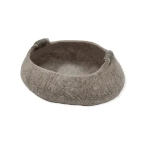 Felt Basket, Light Brown with Dark Brown Handles