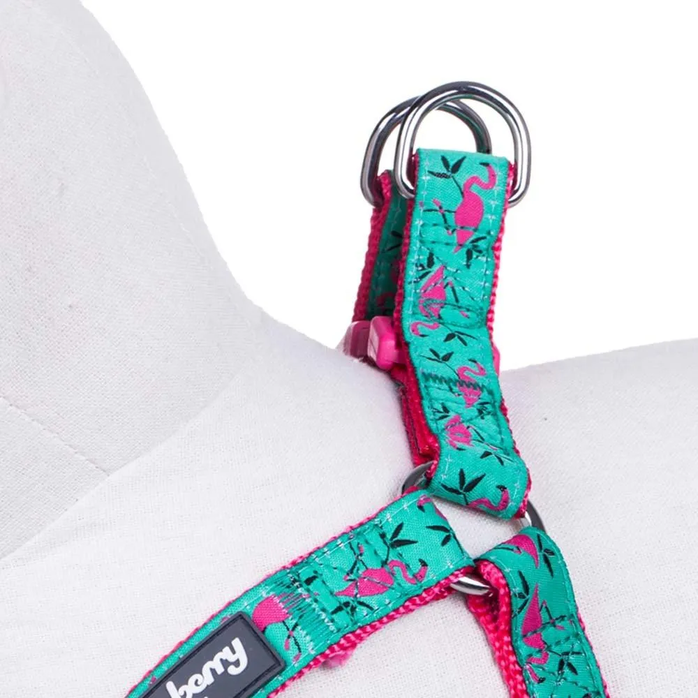 Flamingo Ladybug Dog Harness, Summer Vcation Hawaiian Plam Leaves Harness