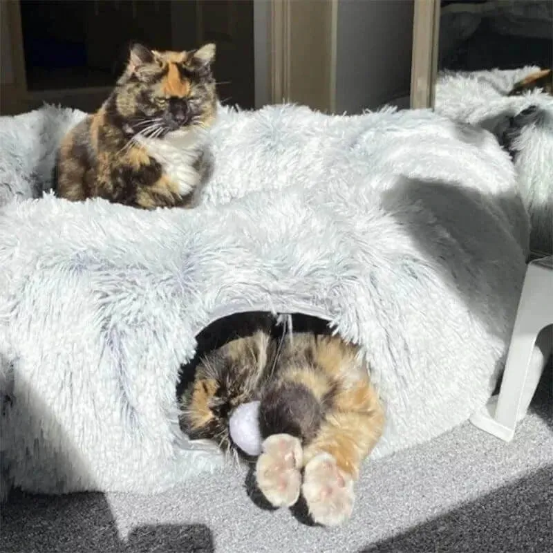 Fluff 'n' Tunnel Cat Bed