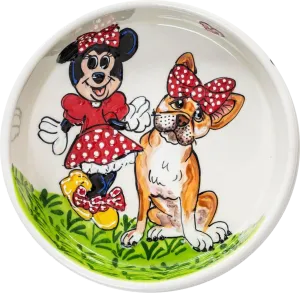 Frenchie and Mini Themed Ceramic Dog Bowl