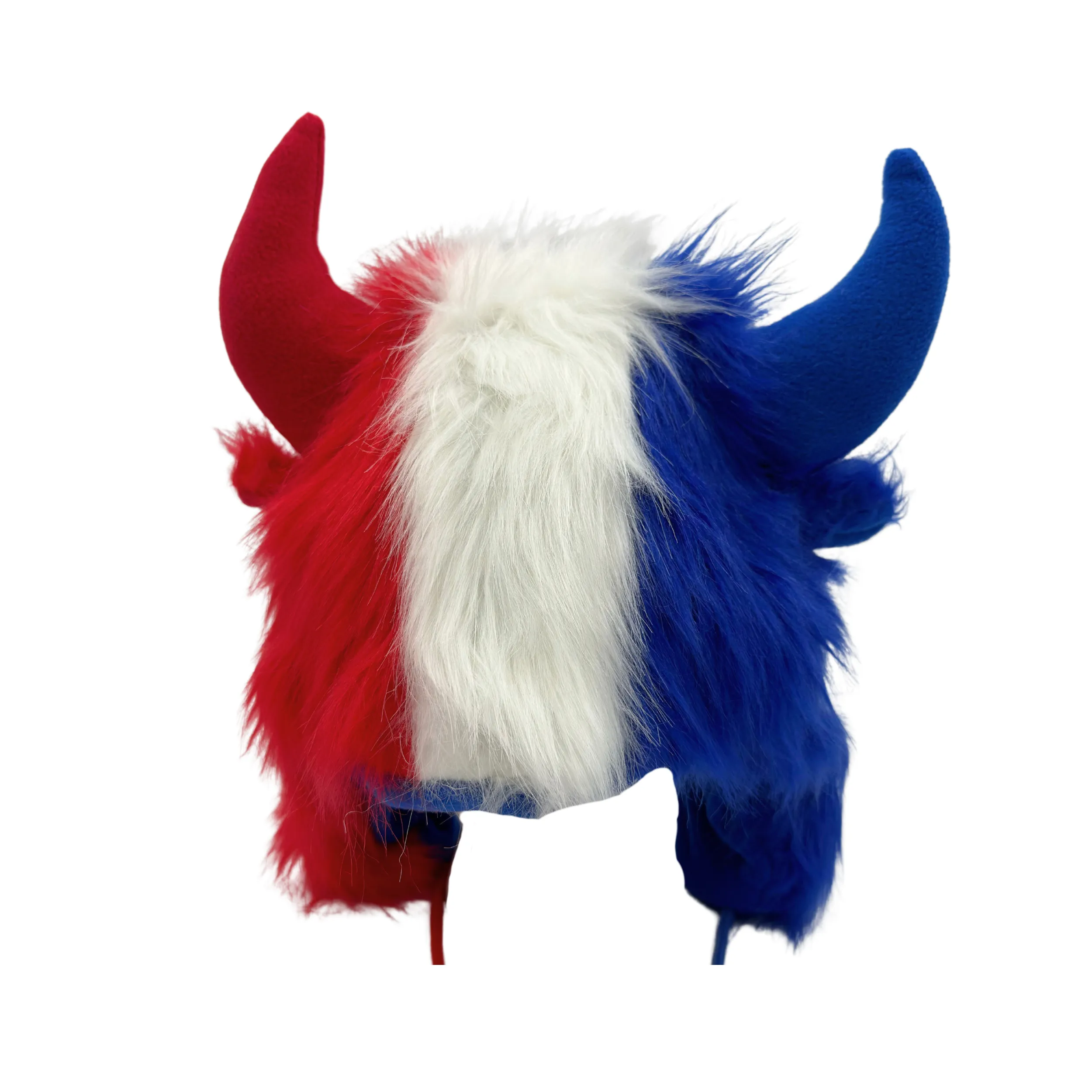 Furry Red, White, & Blue Bison Winter Hat