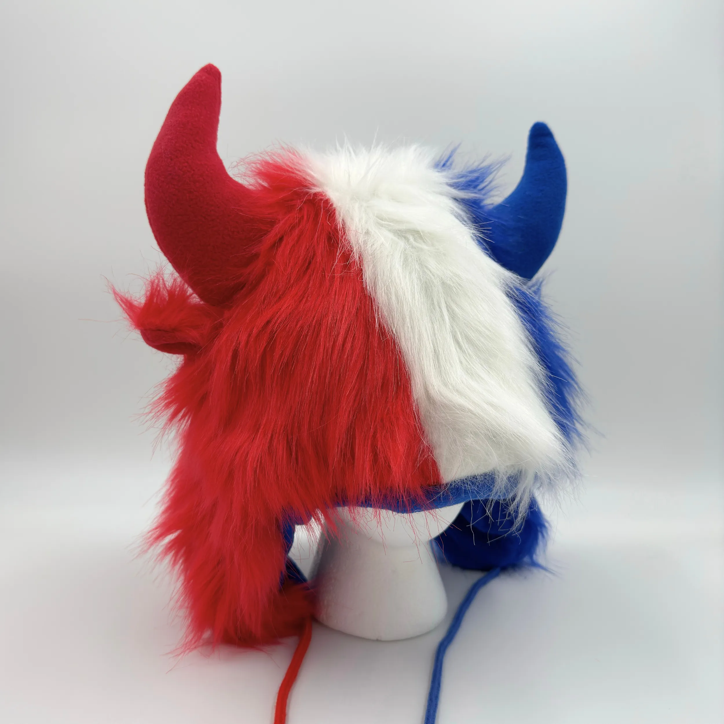 Furry Red, White, & Blue Bison Winter Hat