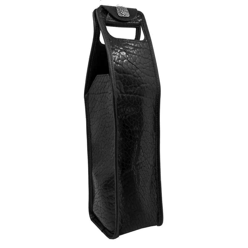 Glazed Bison Black Wine Bottle Bag