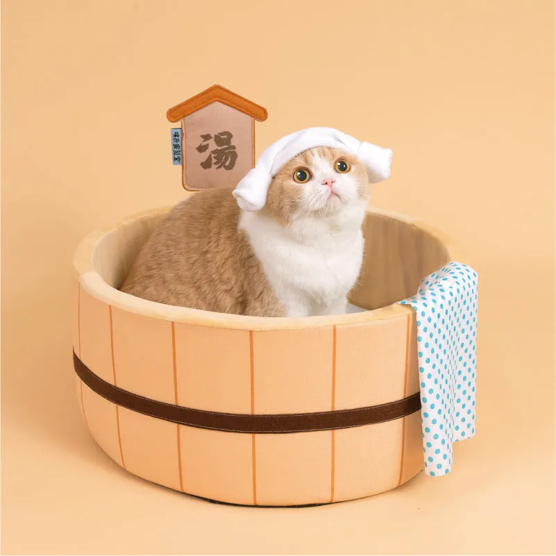 Japanese Plush Bathtub Basket Cat Dog Bed