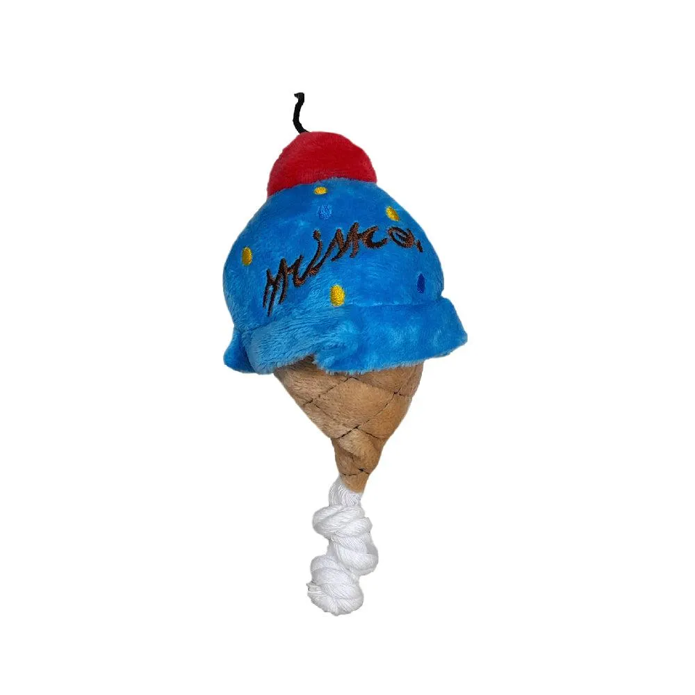 Kanu Pet Plush Blue Ice Cream Cone Dog Toy