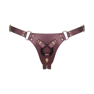 Leatherette Strap On Harness Generous - Aubergine