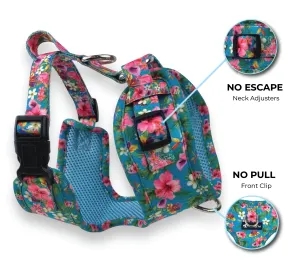 No Pull Pet Harness - Teal Hawaiian