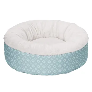 Plush & Diamond Print Calming Donut Dog Bed