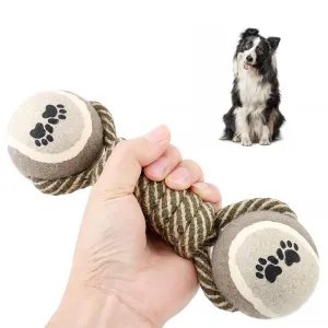 Rope Dumbell Dog Chew Toy - Tennis Ball