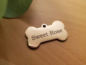 Rose Gold Bone Pet Tag | Laser Engraved Dog Tag Stainless Steel