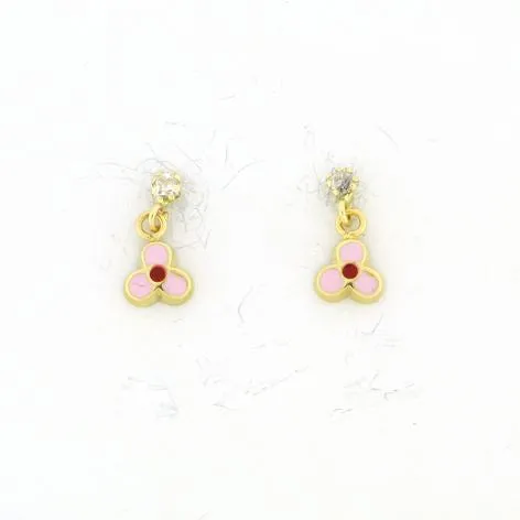 Screw Back 18K Gold Earrings - Pink Trebol