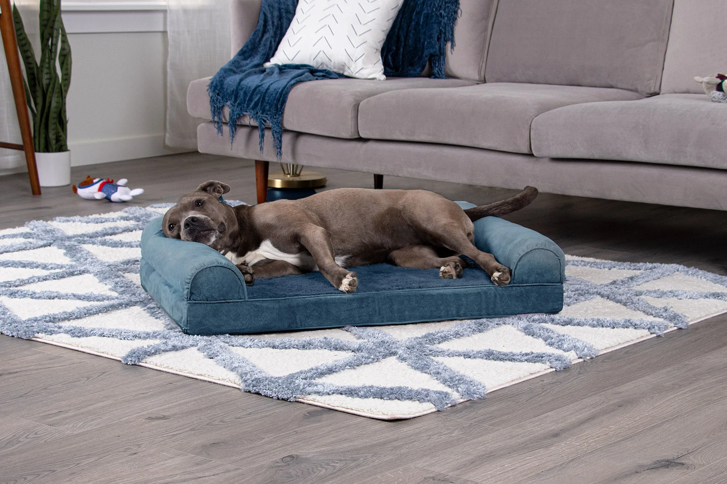 Sofa Dog Bed - Faux Fur & Velvet