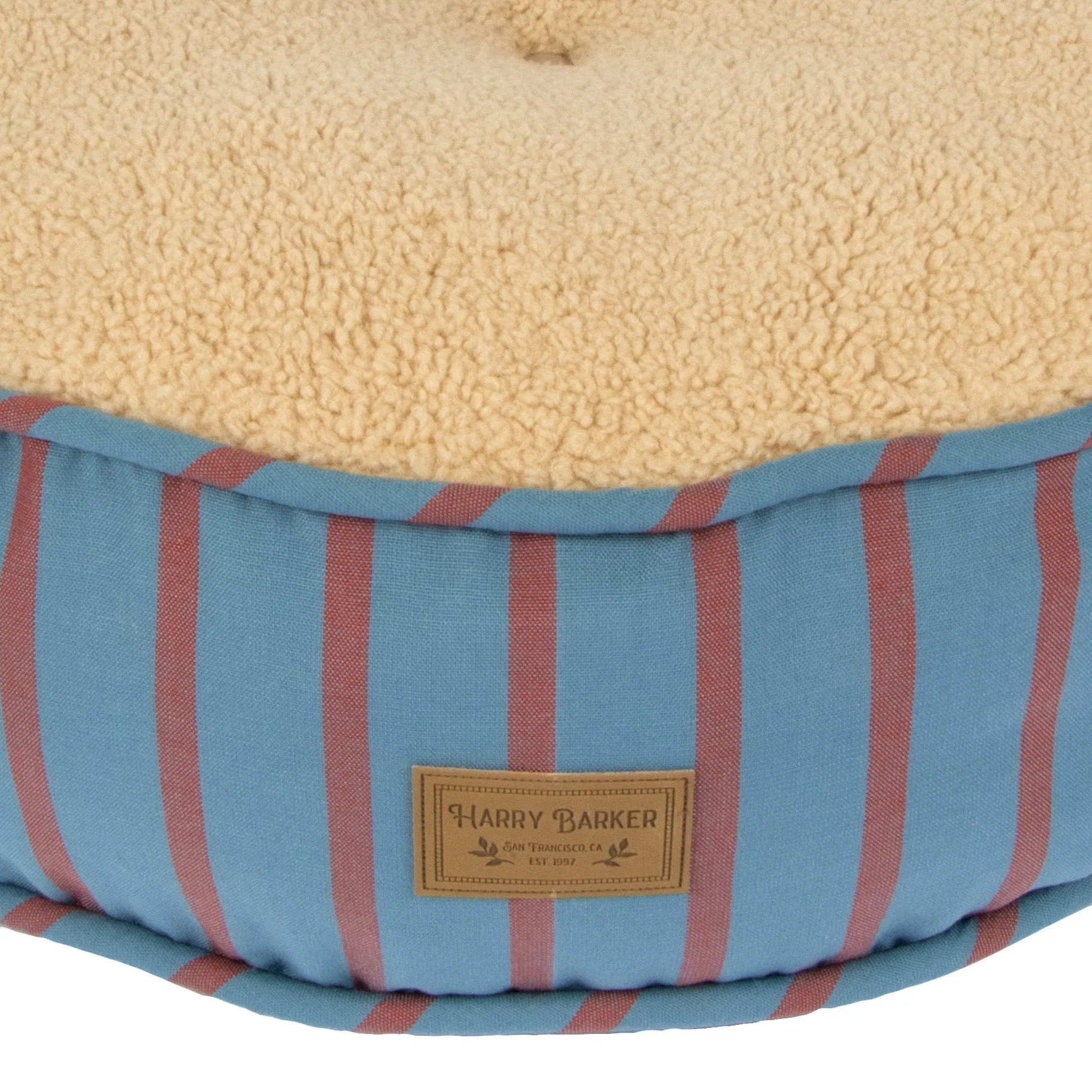 Striped Sherpa Pouf Pet Bed