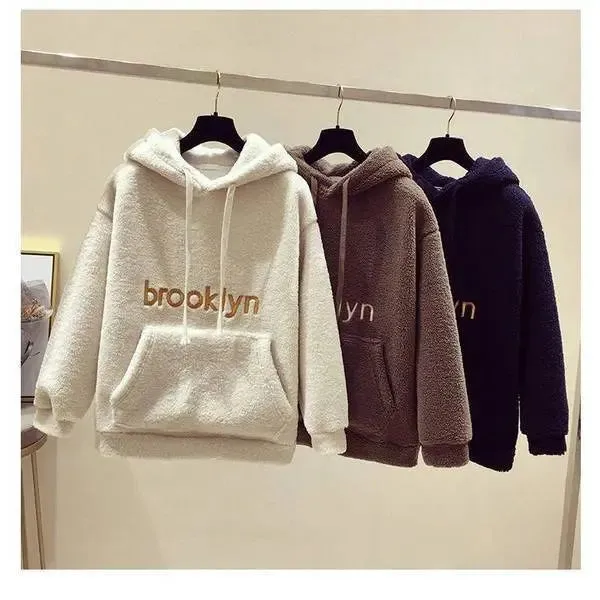 Student Loose Plus Fleece Hooded Sweater hoodie