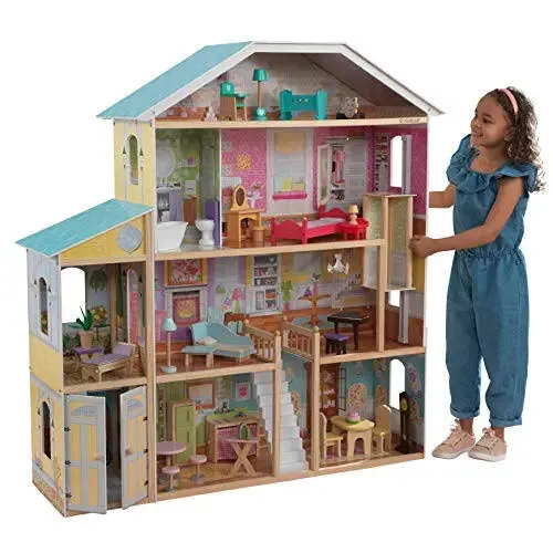 Wooden Dollhouse Playset 28 pcs Furniture